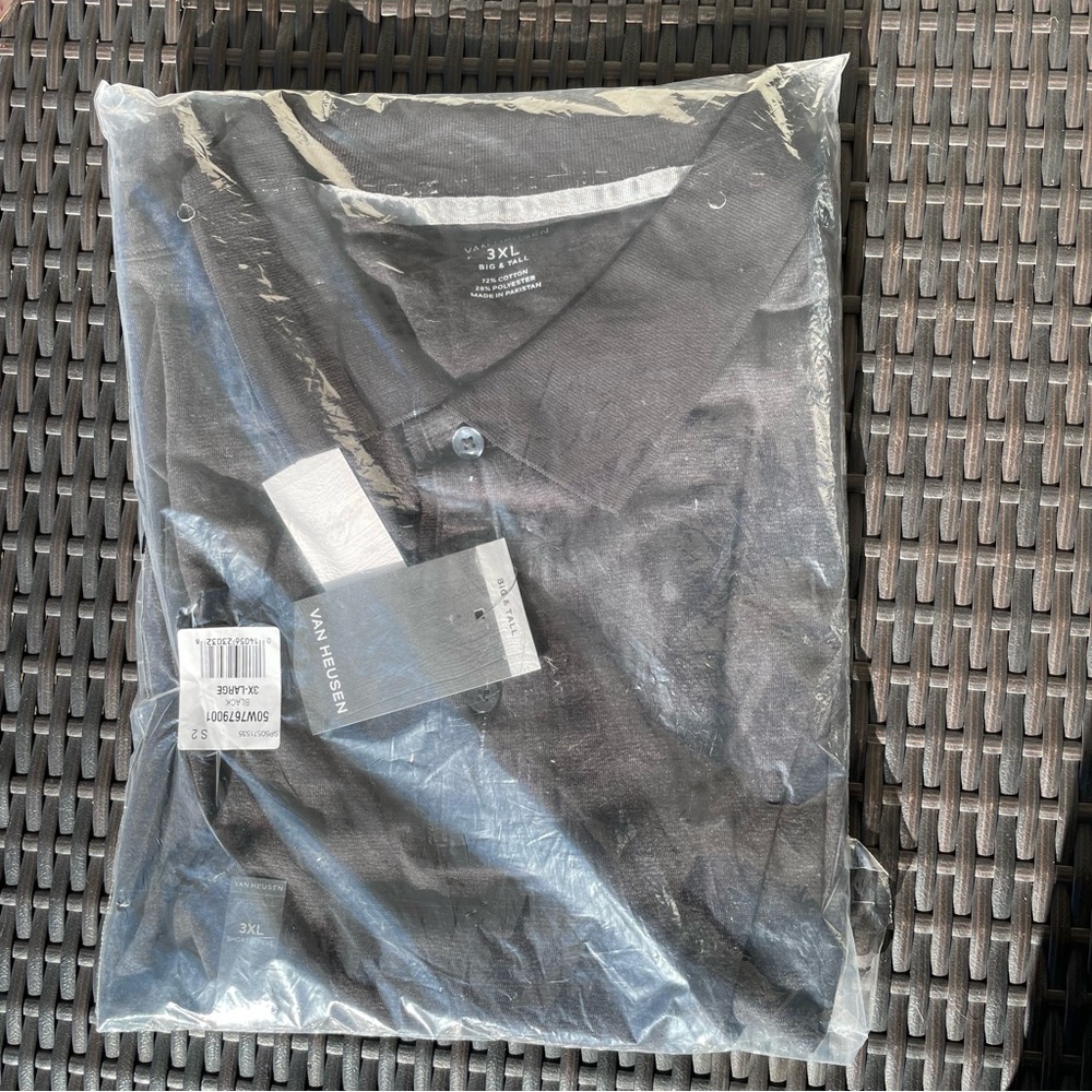 Van Heusen Essential Luxe Short Sleeve Polo in Black Size 3XL (NWT) - Picture 3 of 7